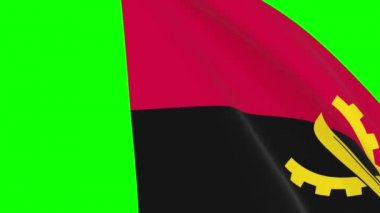 Angola bayrak geçiş 4k ve 1080 HD kusursuz döngü animasyonu sallıyor. Görüntü geçişi için yeşil ekran üzerinde 3D animasyon. Gerçekçi Angola Bayrağı. Video üretimi için 3d bayrak oluşturma