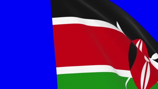 ケニアはフラグ遷移4Kと1080 Hdシームレスループアニメーションを振っています ビデオ遷移のための青い画面のクロマキー上の3Dアニメーション 現実的なケニアの旗 ビデオ制作のための旗3Dレンダリング — ストック動画