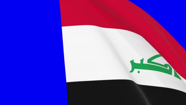 イラクはフラグ遷移4Kと1080 Hdシームレスループアニメーションを振って ビデオ遷移のための青い画面のクロマキー上の3Dアニメーション 現実的なイラクの旗 ビデオ制作のための旗3Dレンダリング — ストック動画
