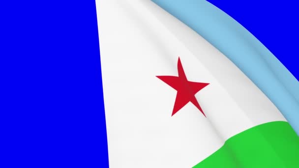 Djibouti Waving Flag Transition 1080 Seamless Loop Animation Animation Blue — Video Stock