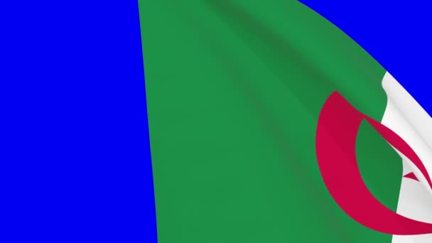 アルジェリアは旗の遷移4Kと1080 Hdシームレスループアニメーションを振っている ビデオ遷移のための青い画面のクロマキー上の3Dアニメーション 現実的なアルジェリア国旗 ビデオ制作のための旗3Dレンダリング — ストック動画