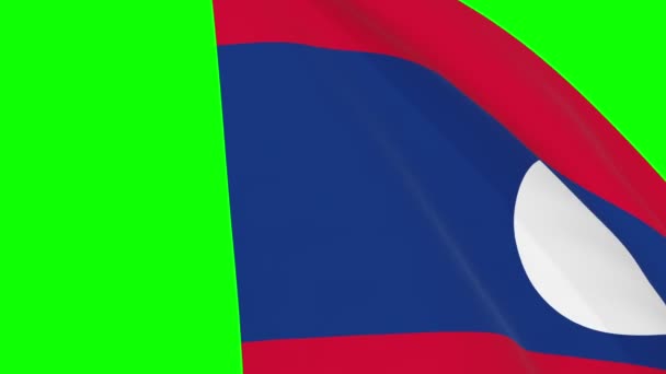 Laos Zwaaien Vlag Overgang 1080 Naadloze Lus Animatie Animatie Groen — Stockvideo