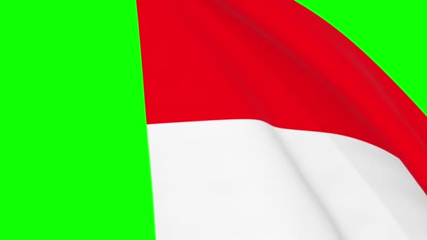Indonesia Waving Flag Transition 1080 Seamless Loop Animation Animation Green — Vídeo de Stock