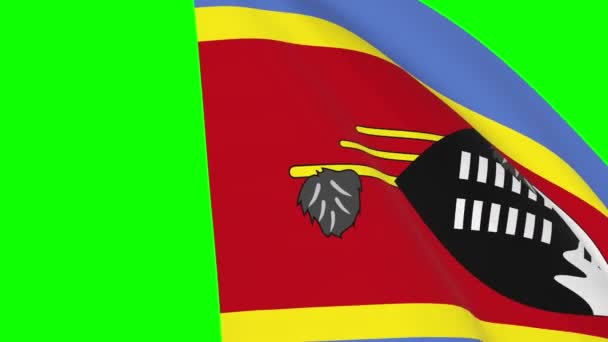 Eswatini挥动国旗过渡4K和1080 Hd无缝循环动画 3D动画在绿色屏幕上 用于视频转换 现实的Eswatini国旗 标志3D渲染用于视频制作 — 图库视频影像