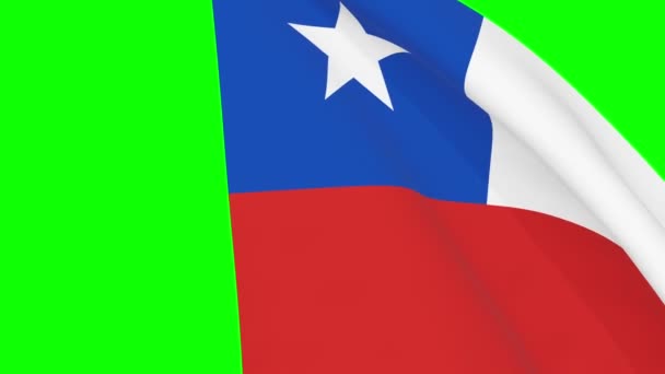 チリは フラグ遷移4Kと1080 Hdシームレスループアニメーションを振って ビデオ遷移のための緑の画面クロマキー上の3Dアニメーション 現実的なチリの旗 ビデオ制作のための旗3Dレンダリング — ストック動画