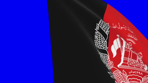 アフガニスタンはフラグ遷移4Kと1080 Hdシームレスループアニメーションを振っている ビデオ遷移のための青い画面のクロマキー上の3Dアニメーション 本物のアフガニスタン国旗 ビデオ制作のための旗3Dレンダリング — ストック動画