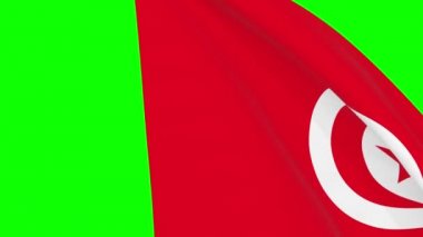 Tunus bayrak geçiş 4k ve 1080 HD dikişsiz döngü animasyonu. Görüntü geçişi için yeşil ekran üzerinde 3D animasyon. Tunus 'un gerçekçi bayrağı. Video üretimi için 3d bayrak oluşturma