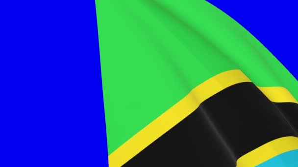 タンザニア語を振ってフラグ遷移4KとHdシームレスループアニメーション ビデオ遷移のための青い画面クロマキー上の3Dアニメーション タンザニアの現実的な旗 ビデオ制作のための旗3Dレンダリング — ストック動画