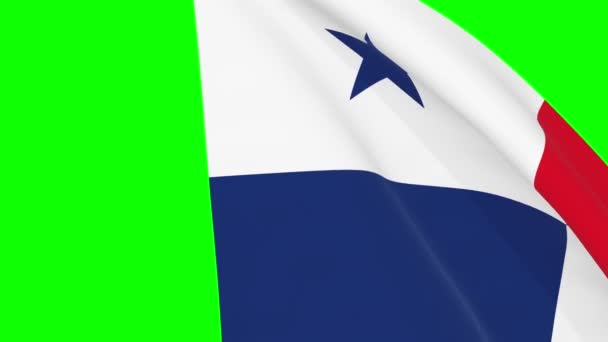 パナマ語を振ってフラグ遷移4KとフルHdシームレスループアニメーション ビデオ遷移のための緑の画面クロマキー上の3Dアニメーション パナマの現実的な旗 ビデオ制作のための旗3Dレンダリング — ストック動画