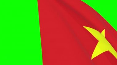 Vietnamese waving flag transition 4k and 1080 HD seamless loop animation. 3d animation over green screen chroma key  for video transition. Realistic Flag of Vietnam. Flag 3d rendering for video