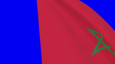 Fas bayrak geçiş 4k ve 1080 HD dikişsiz döngü animasyonu. Video geçişi için mavi ekran üzerinde 3D animasyon. Fas 'ın gerçekçi bayrağı. Video üretimi için 3d bayrak oluşturma