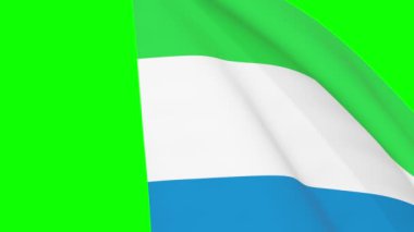 Sierra Leone bayrak geçiş 4k ve 1080 HD kusursuz döngü animasyonu sallıyor. Görüntü geçişi için yeşil ekran krom anahtar üzerinde 3D animasyon. Gerçekçi Sierra Leone bayrağı. Video üretimi için 3d hazırlama