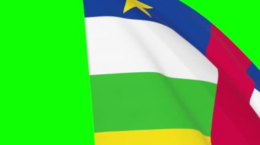 Orta Afrika Cumhuriyeti bayrak geçiş 4k ve 1080 HD kusursuz döngü animasyonu sallıyor. Görüntü geçişi için yeşil ekran üzerinde 3D animasyon. Gerçekçi Orta Afrika Cumhuriyeti Bayrağı
