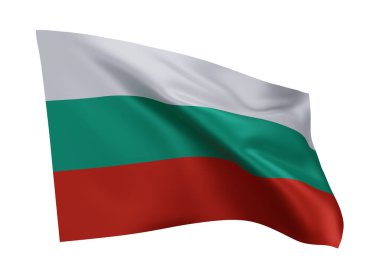 Bulgaristan 'ın 3D illüstrasyon bayrağı. Bulgar yüksek çözünürlüklü bayrağı beyaz arkaplanda izole edildi. 3d oluşturma