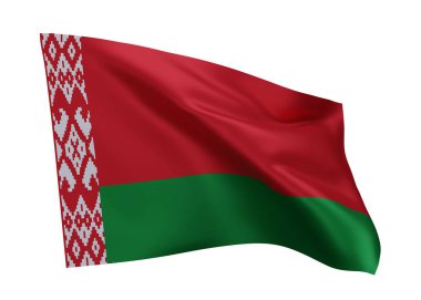 Belarus 'un 3 boyutlu illüstrasyon bayrağı. Beyaz arka planda izole edilmiş Belarus yüksek çözünürlüklü bayrağı. 3d oluşturma