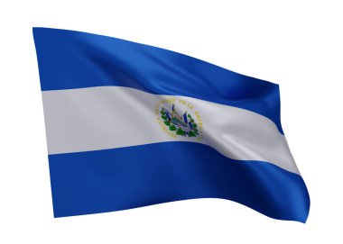 El Salvador 'un 3 boyutlu illüstrasyon bayrağı. El Salvador yüksek çözünürlüklü bayrağı beyaz arka planda izole edilmiş. 3d oluşturma