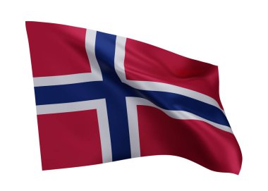 Norveç 'in 3D illüstrasyon bayrağı. Norveç yüksek çözünürlüklü bayrağı beyaz arka planda izole edildi. 3d oluşturma