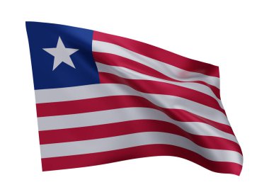 Liberya 'nın 3D illüstrasyon bayrağı. Liberya yüksek çözünürlüklü bayrağı beyaz arka planda izole edildi. 3d oluşturma