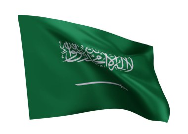 Suudi Arabistan 'ın 3D illüstrasyon bayrağı. Suudi Arabistan yüksek çözünürlüklü bayrağı beyaz arka planda izole edildi. 3d oluşturma