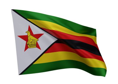 Zimbabwe 'nin 3 boyutlu illüstrasyon bayrağı. Zimbabwe yüksek çözünürlüklü bayrağı beyaz arka planda izole edildi. 3d oluşturma