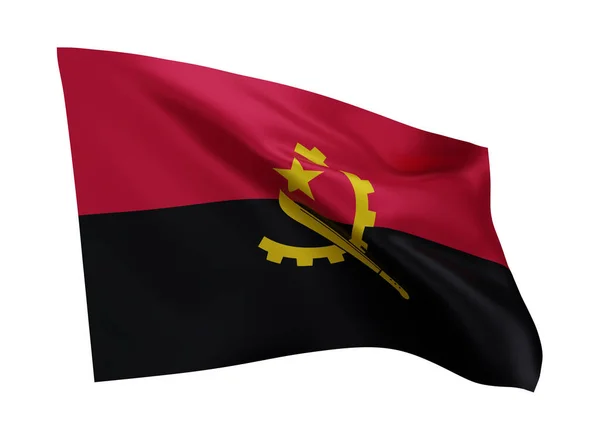 3D安哥拉国旗图解 在白色背景下孤立的安哥拉高分辨率旗帜 3D渲染 — 图库照片