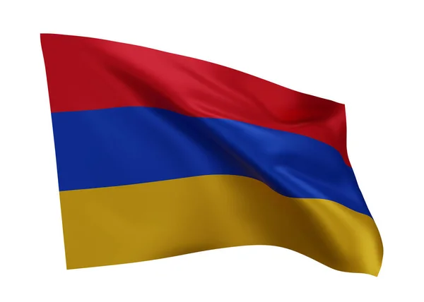 3D亚美尼亚国旗图解 亚美尼亚高分辨率国旗与白色背景隔离 3D渲染 — 图库照片