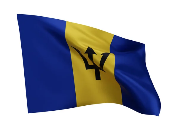 Barbados Illüstrasyon Bayrağı Beyaz Arka Planda Izole Edilmiş Barbadoslu Yüksek — Stok fotoğraf