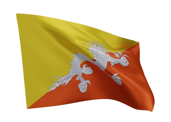 Σημαία Τρισδιάστατης Απεικόνισης Του Μπουτάν Σημαία Υψηλής Ανάλυσης Του Μπουτάν — Φωτογραφία Αρχείου