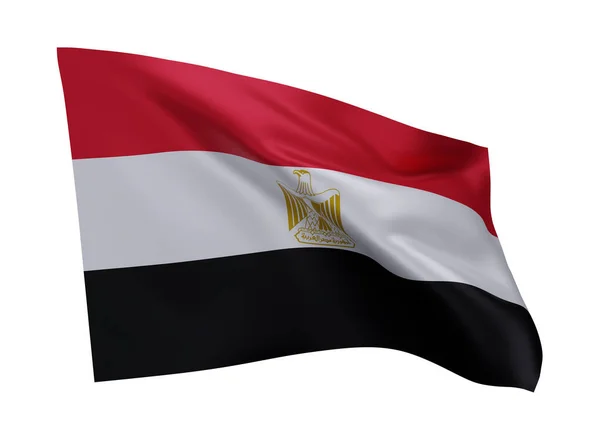 エジプトの3Dイラスト旗 白色の背景に隔離されたエジプトの高解像度の旗 3Dレンダリング — ストック写真