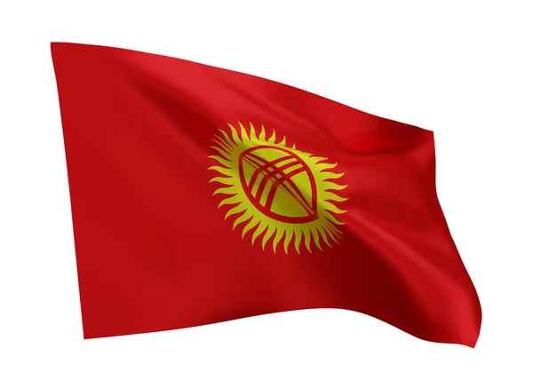 3D吉尔吉斯斯坦国旗图例 吉尔吉斯共和国高分辨率国旗与白色背景隔离 3D渲染 — 图库照片