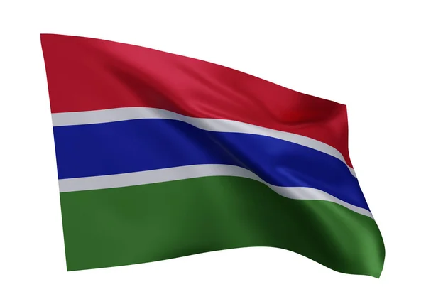 Gambiya Nın Boyutlu Illüstrasyon Bayrağı Gambiya Yüksek Çözünürlüklü Bayrağı Beyaz — Stok fotoğraf