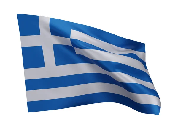 Грецький Прапор Грецький Прапор Високої Роздільної Здатності Ізольований Проти Білого — стокове фото