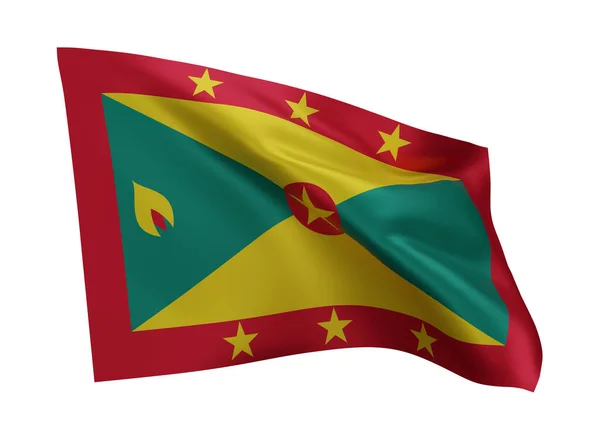 Grenada Nın Boyutlu Illüstrasyon Bayrağı Beyaz Arka Planda Izole Edilmiş — Stok fotoğraf