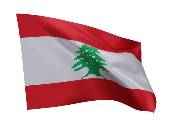 レバノンの3Dイラスト旗 白を背景に孤立したレバノン共和国の高解像度の旗 3Dレンダリング — ストック写真