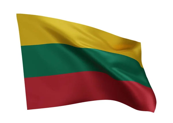 3D立陶宛共和国国旗图例 立陶宛高分辨率国旗与白色背景隔离 3D渲染 — 图库照片