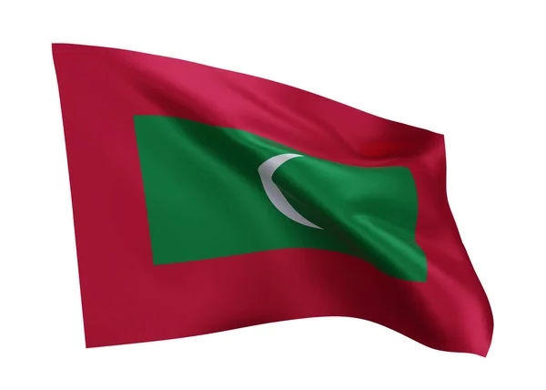 3D描述马尔代夫共和国国旗 马尔代夫的高分辨率国旗与白色背景隔离 3D渲染 — 图库照片
