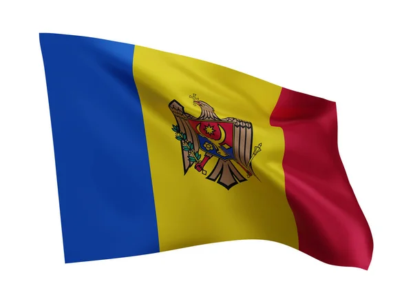 3D摩尔多瓦共和国的说明性国旗 摩尔多瓦高分辨率国旗与白色背景隔离 3D渲染 — 图库照片