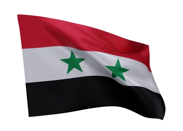 Tredje Illustrationsflaggan För Syrien Syriens Högupplösta Flagga Isolerad Mot Vit — Stockfoto