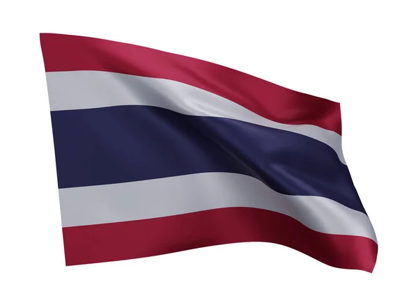 3D泰国国旗图解 在白色背景下孤立的泰国高分辨率国旗 3D渲染 — 图库照片