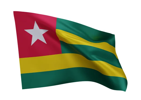 Togo Nun Boyutlu Illüstrasyon Bayrağı Beyaz Arka Planda Izole Edilmiş — Stok fotoğraf