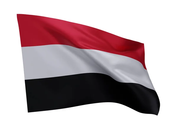イエメンの3Dイラスト旗 イエメンの高解像度フラグは 白の背景に対して隔離された 3Dレンダリング — ストック写真