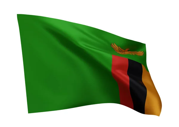 Zambiya Nın Boyutlu Illüstrasyon Bayrağı Zambiya Yüksek Çözünürlüklü Bayrağı Beyaz — Stok fotoğraf