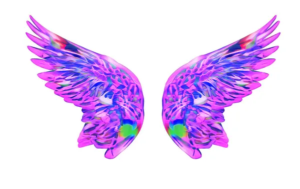 Kunstmatig Getrokken Heldere Vleugels Geïsoleerde Achtergrond — Stockfoto
