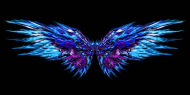 Çıkartma ya da battaniye tasarımı için soyut melek kanatları. Güzel, büyülü, soyut, psikedelik.