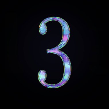 Beş numaralı holografik parlaklık. Başlık, çıkartmalar ve harfler için psikedelik krom tasarımı. Siyah arkaplanda izole edilmiş renkli 5 numara. Hareketli gradyan.