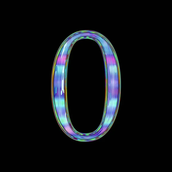 Holographisch Glänzende Zahl Null Psychedelisches Chrom Design Für Titel Aufkleber — Stockfoto