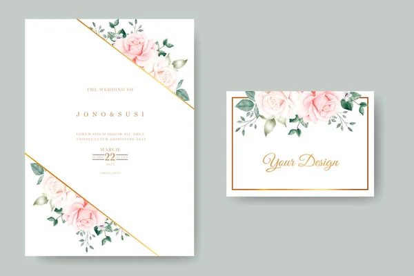 Çiçekli suluboya düğün davetiyesi.