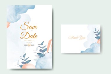 Hand painted watercolor Leaves wedding invitation card 