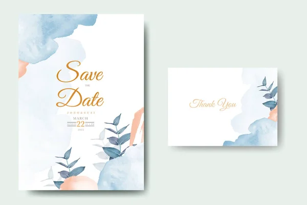 Hand painted watercolor Leaves wedding invitation card 