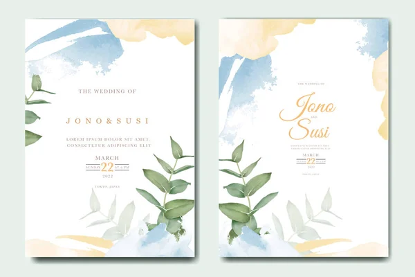 Hand painted watercolor Leaves wedding invitation card 